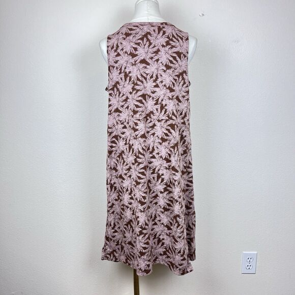 J Jill Dress Womens Medium Sleeveless Shift Pockets Travel Tropical Boho Brown - Picture 2 of 12